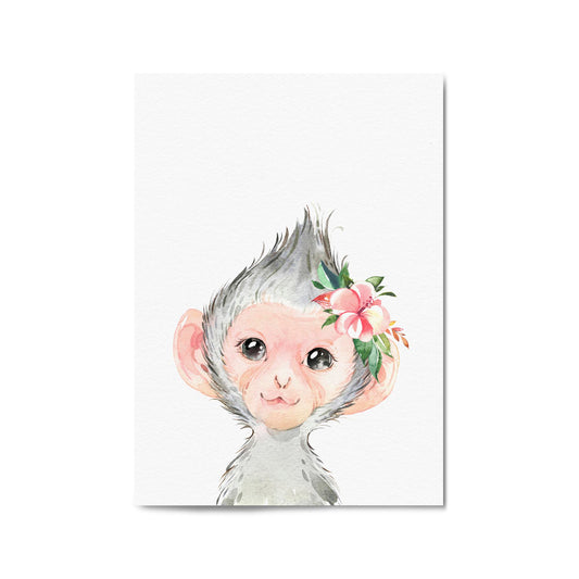Cute Baby Monkey Nursery Animal Gift Wall Art - The Affordable Art Company