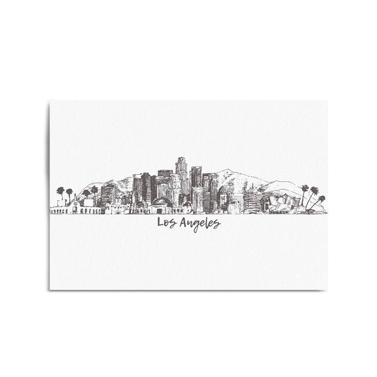 Los Angeles California Cityscape Drawing Wall Art #1 - The Affordable Art Company