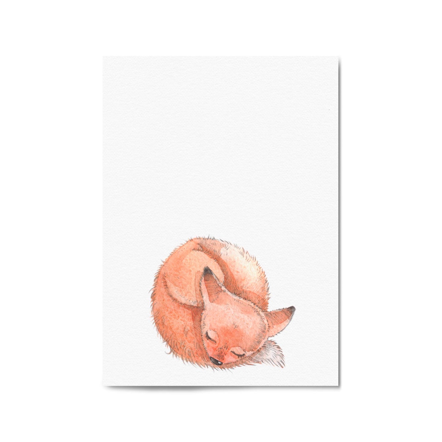 Cute Sleeping Fox Cartoon Animal Nursery Wall Art - The Affordable Art Company