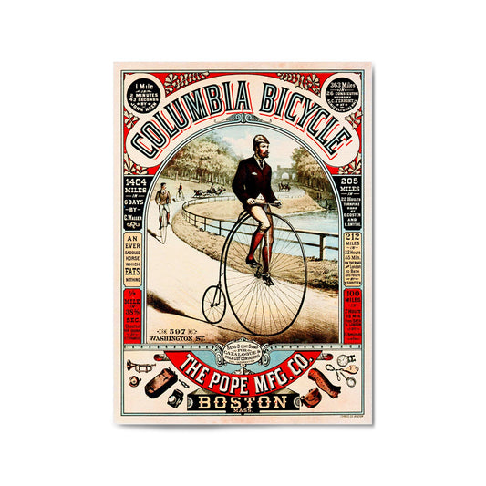 Columbia Bicycle Vintage Advert Cycling Wall Art - The Affordable Art Company