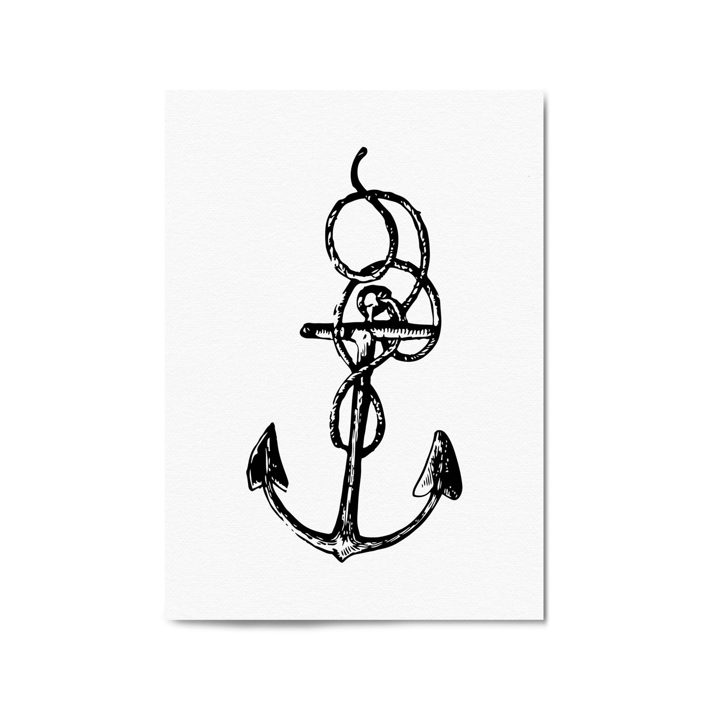 Anchor Drawing Nautical Coastal Bathroom Wall Art #1 - The Affordable Art Company