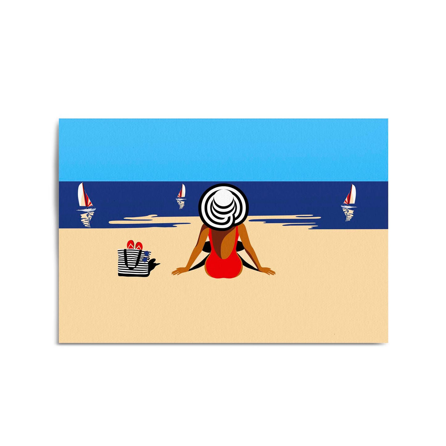 Retro Summer Beach Coastal Fashion Wall Art #4 - The Affordable Art Company