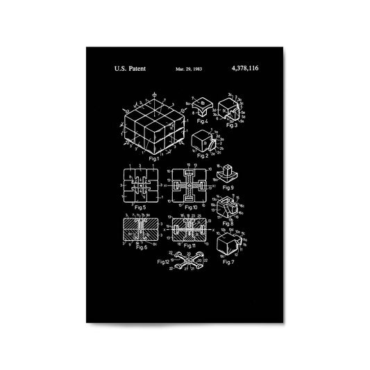 Vintage Rubik's Cube Patent 80s Toy Wall Art #1 - The Affordable Art Company