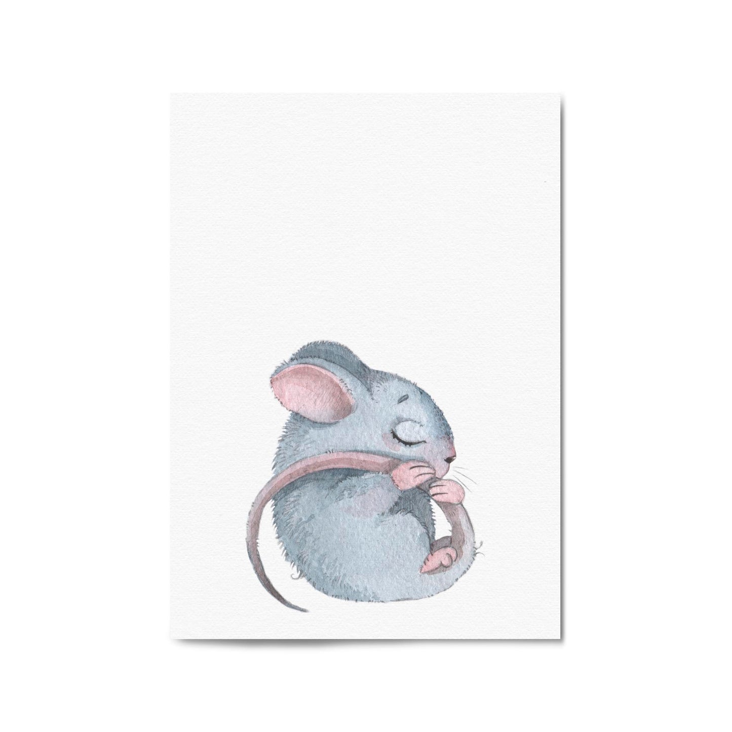 Sleeping Mouse Cartoon Animal Nursery Wall Art #1 - The Affordable Art Company