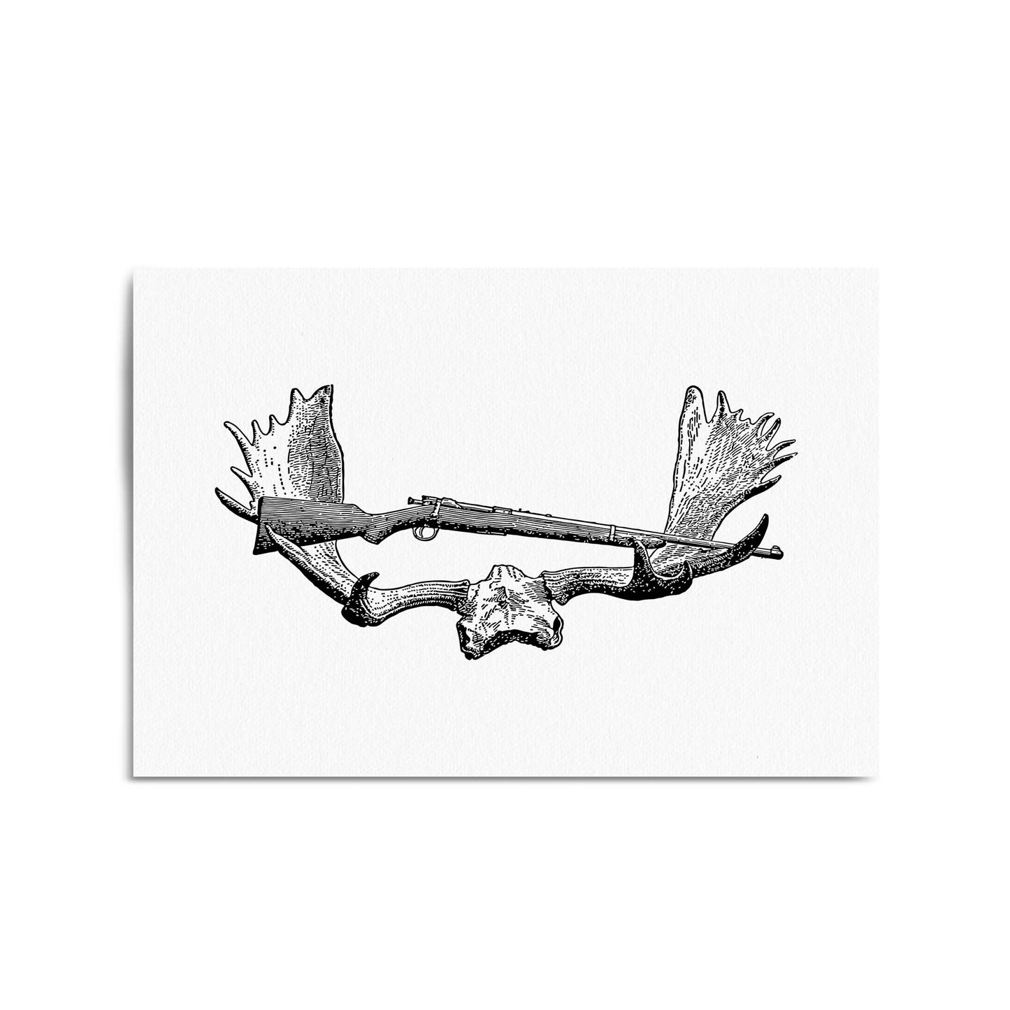 Antlers Hunting Drawing Man Cave Wall Art #2 - The Affordable Art Company
