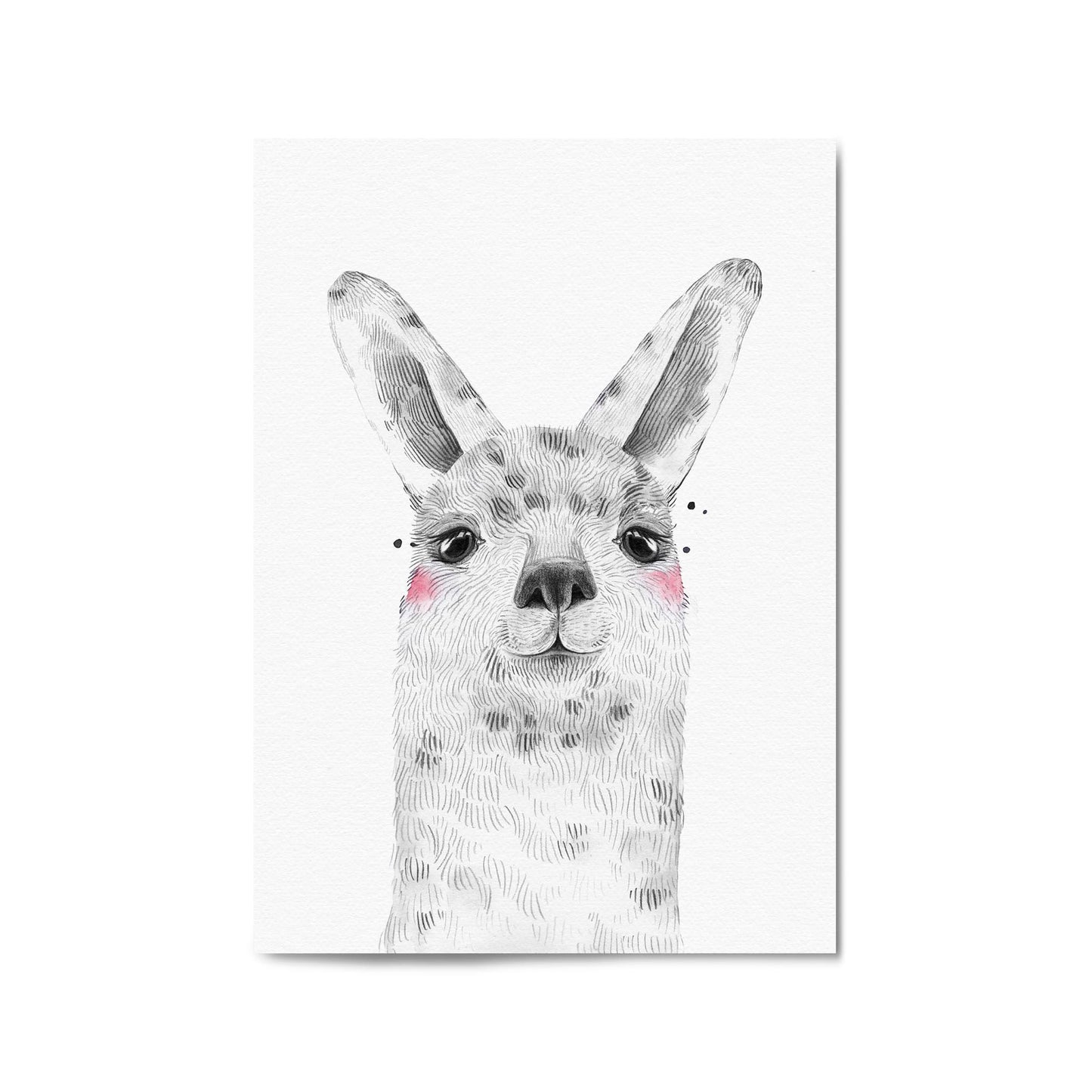 Cute Blushing Baby Alpaca Nursery Animal Wall Art - The Affordable Art Company