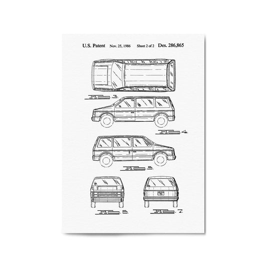 Vintage Minivan Patent Garage Wall Art #2 - The Affordable Art Company