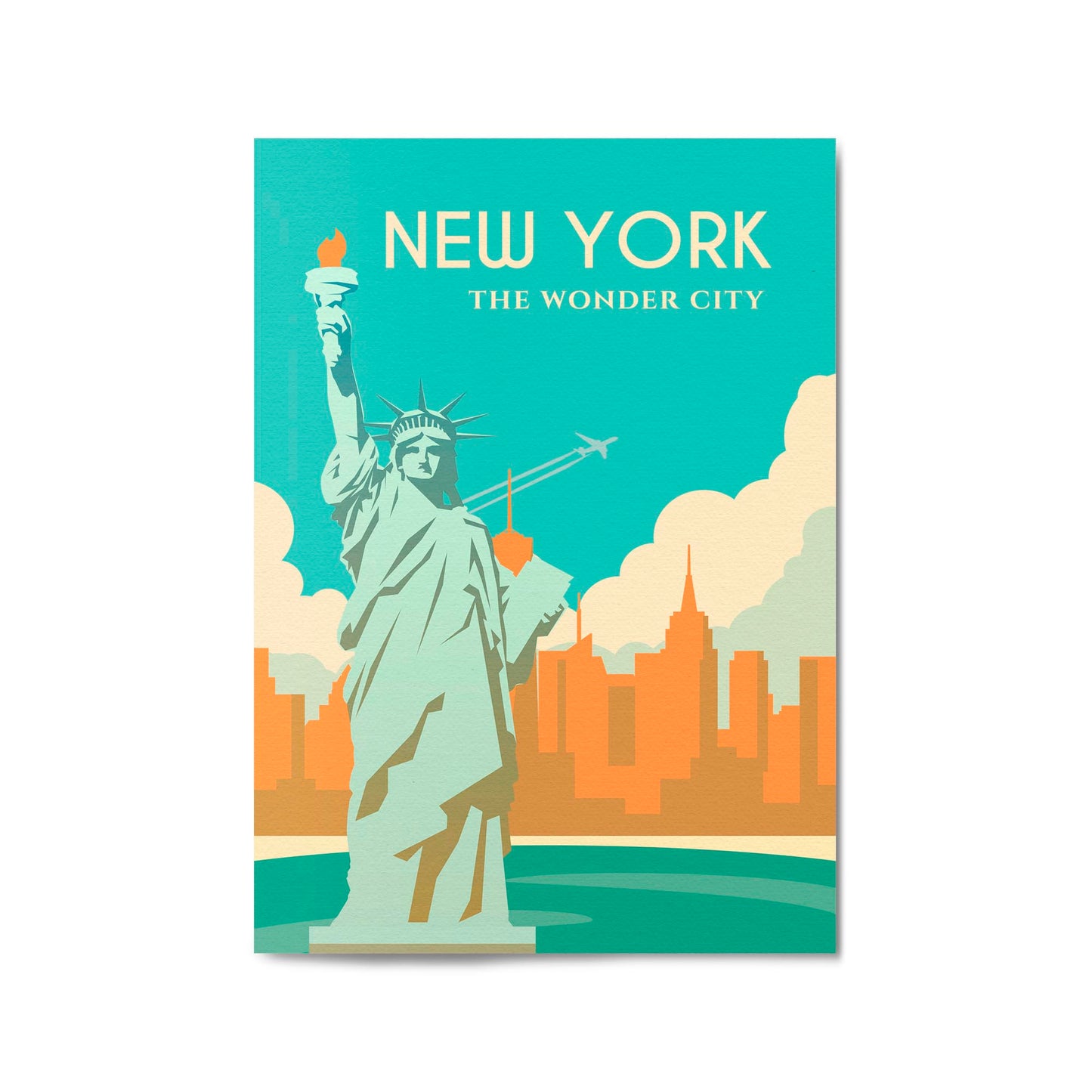 Retro New York USA Vintage Travel Wall Art - The Affordable Art Company