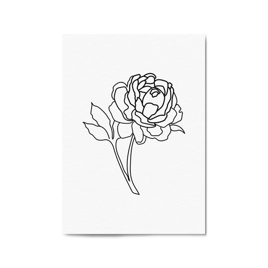 Rose Flower Line Drawing Minimal Kitchen Wall Art #4 - The Affordable Art Company