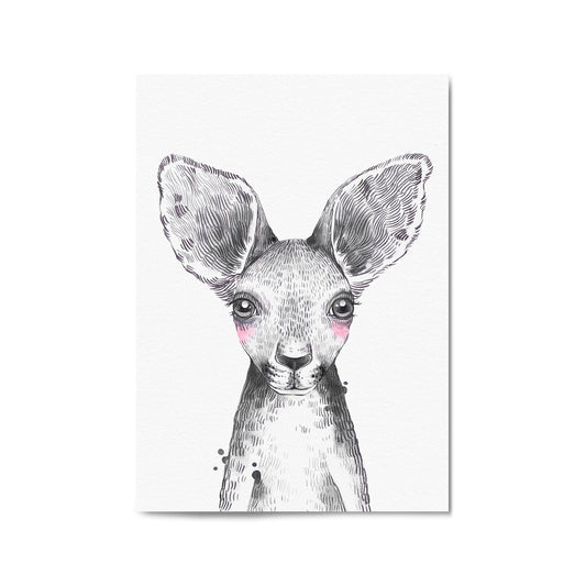 Cute Blushing Baby Kangaroo Nursery Animal Wall Art - The Affordable Art Company