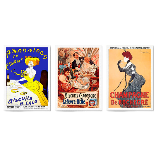 Set of Vintage French Cafe Adverts Wall Art - The Affordable Art Company