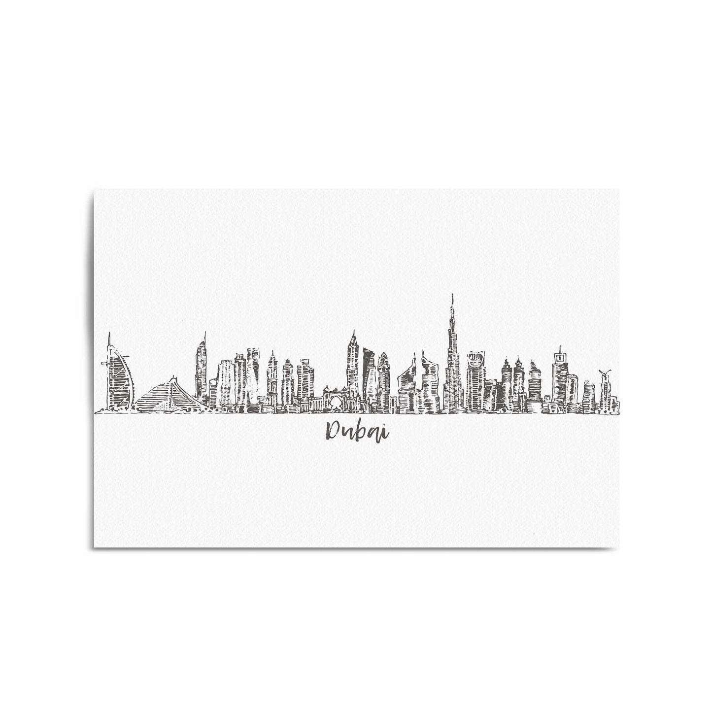 Dubai UAE Cityscape Drawing Minimal Wall Art - The Affordable Art Company