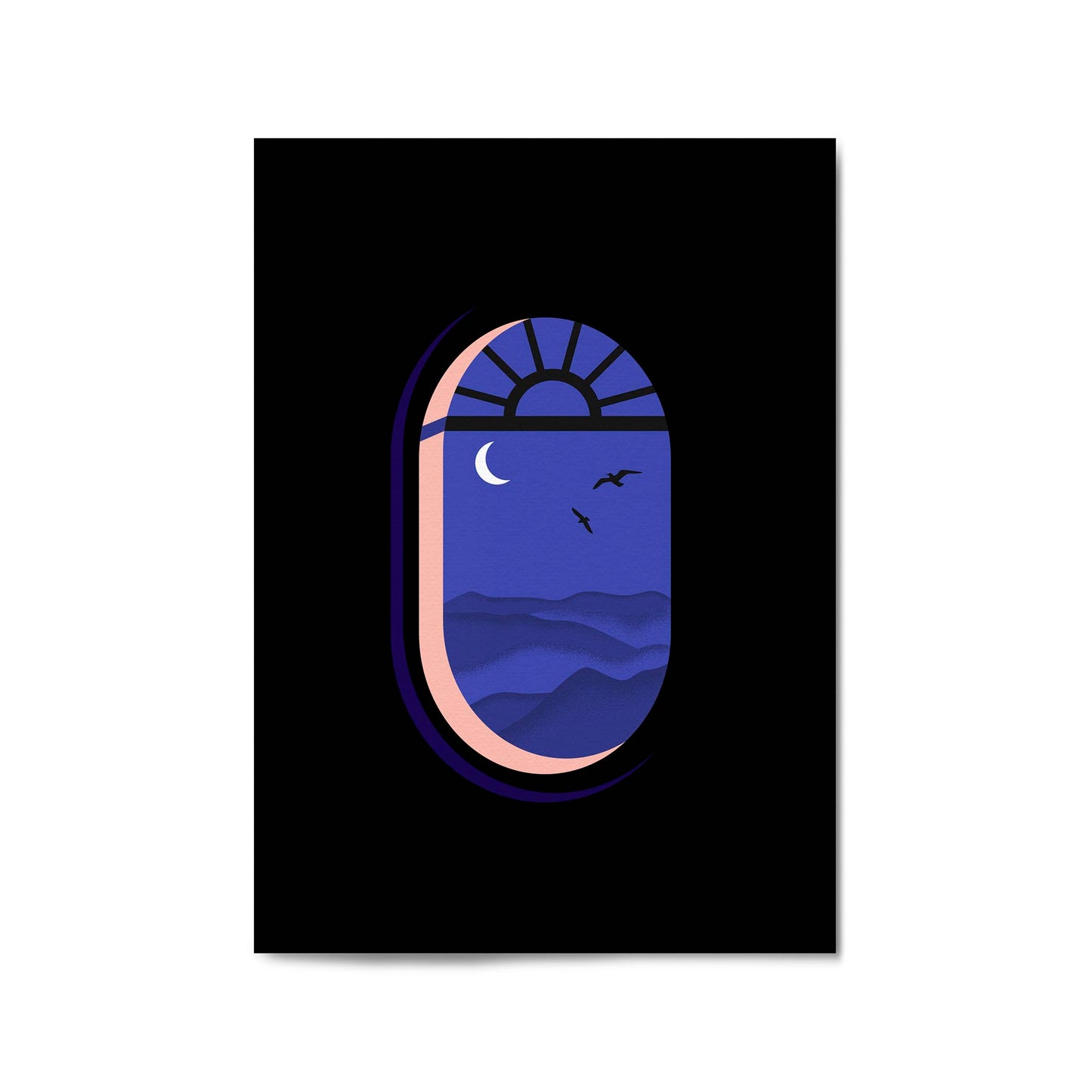 Retro Evening Window Minimal Wall Art - The Affordable Art Company