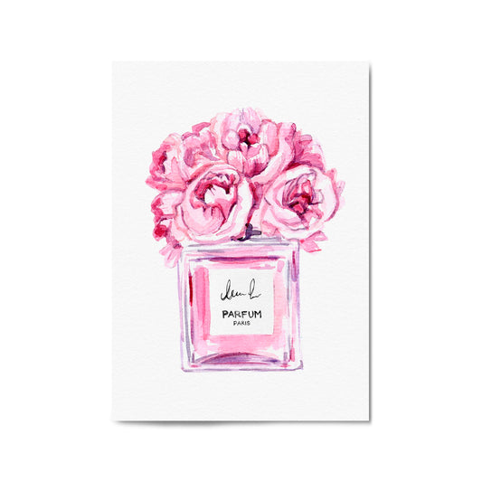 Pink Minimal Perfume Bottle Fashion Wall Art #1 - The Affordable Art Company