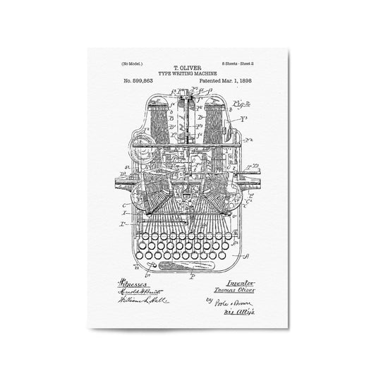 Vintage Typewriter White Patent Wall Art #1 - The Affordable Art Company