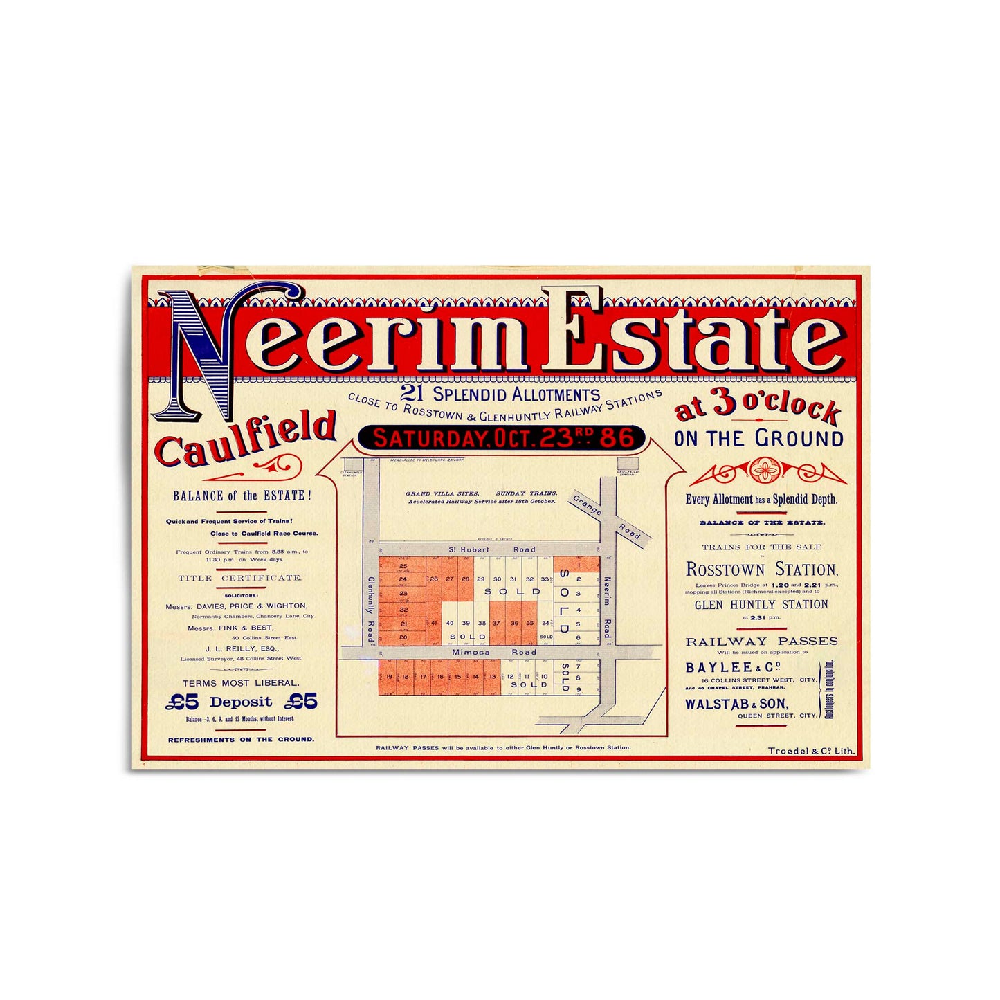 Caulfield Melbourne Vintage Real Estate Advert Art #1 - The Affordable Art Company