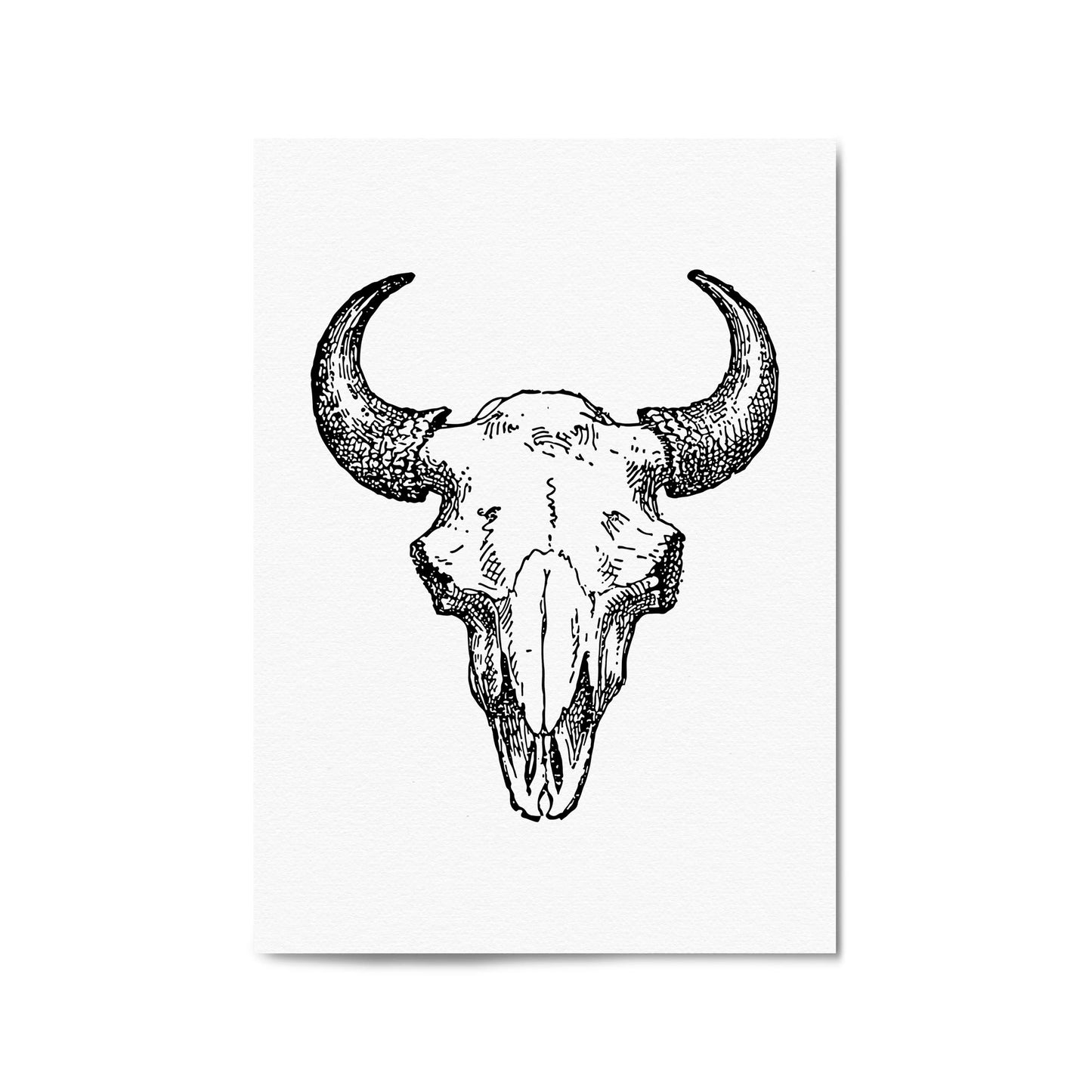 Minimal Bison Skull Man Cave Artwork Wall Art - The Affordable Art Company