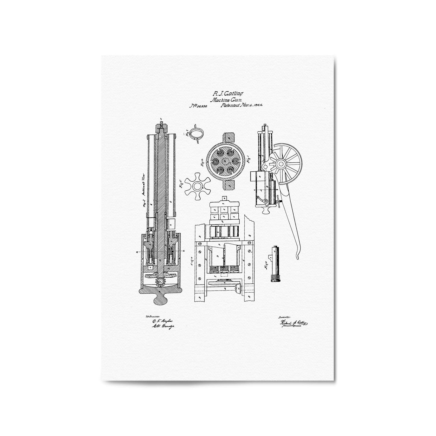 Vintage Machine Gun Patent Wall Art #2 - The Affordable Art Company