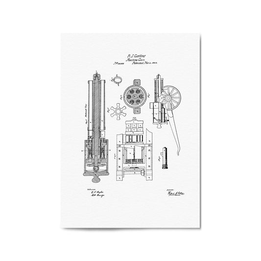 Vintage Machine Gun Patent Wall Art #2 - The Affordable Art Company