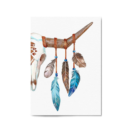 Cow Skull Painting Minimal Boho Vintage Wall Art #2 - The Affordable Art Company