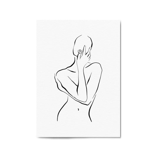 Nude Female Body Minimal Line Drawing Wall Art #1 - The Affordable Art Company