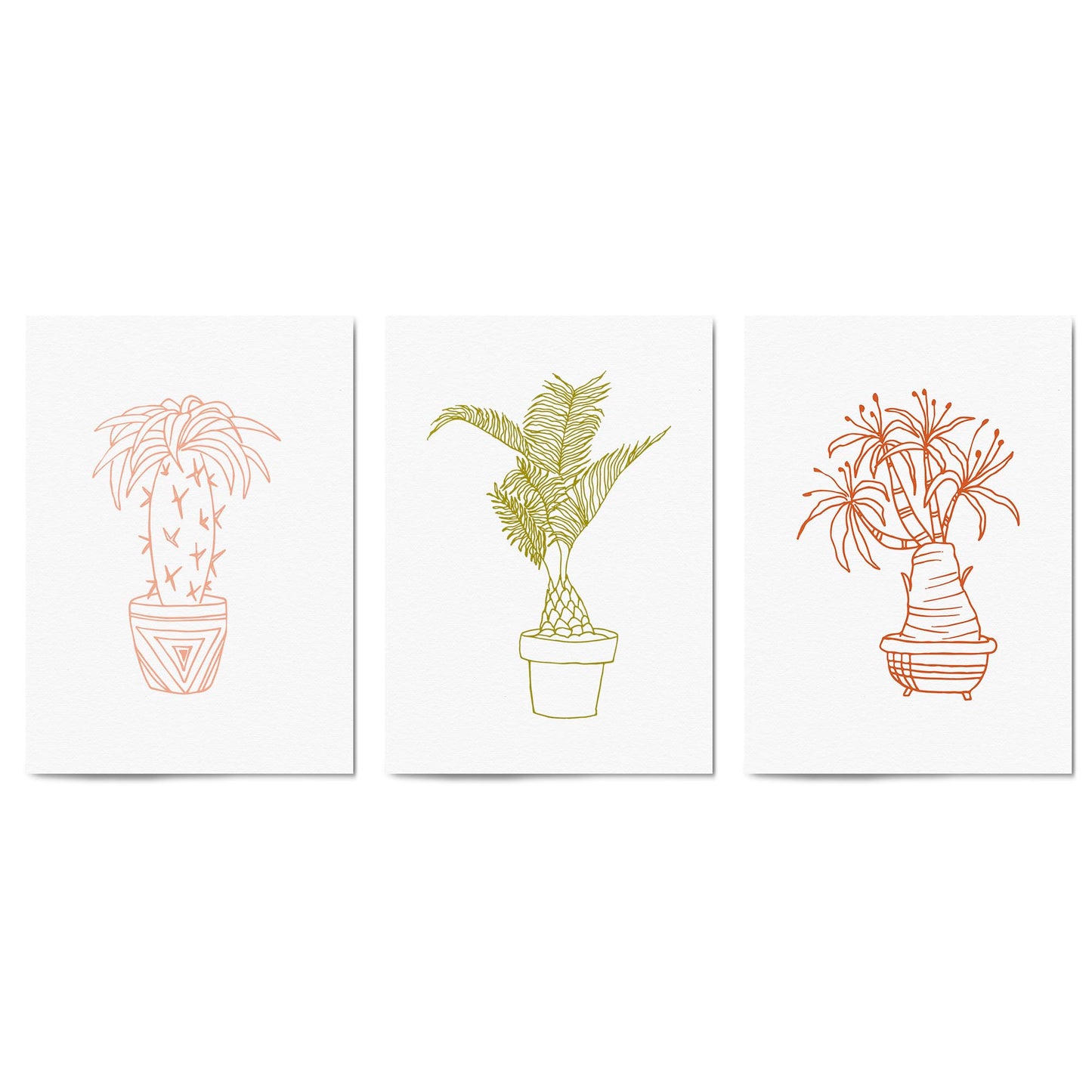 Set of Abstract Plants Kitchen Hallway Wall Art - The Affordable Art Company