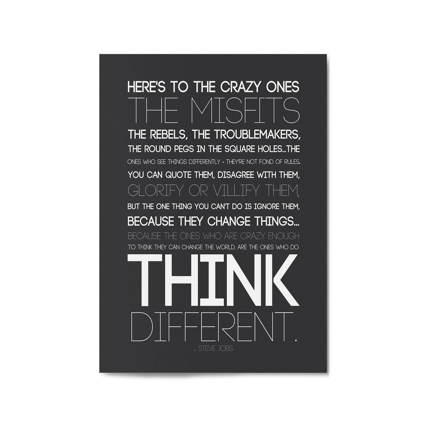 "Think Different" Steve Jobs Office Quote Wall Art - The Affordable Art Company