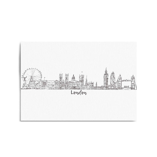 London Drawing Cityscape Travel Minimal Wall Art - The Affordable Art Company