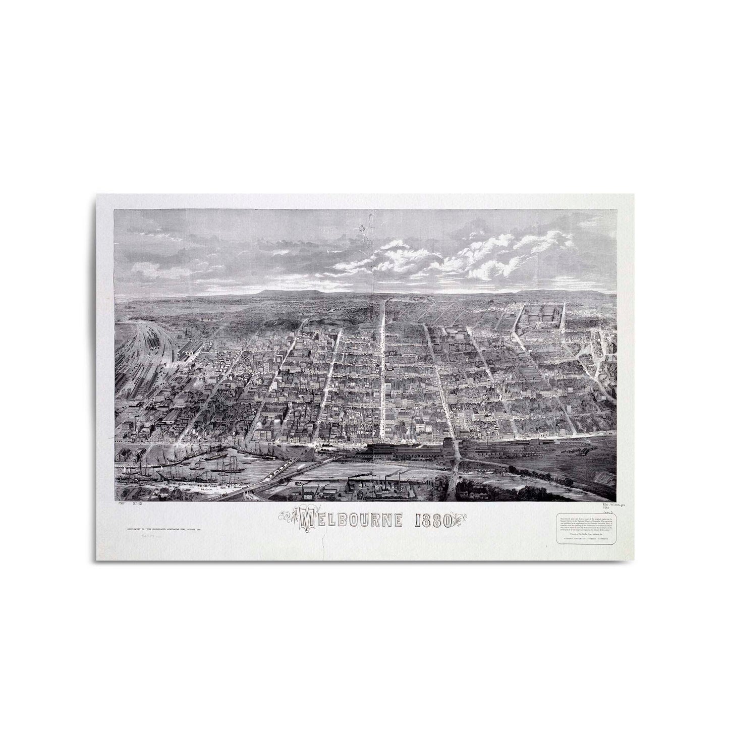 Melbourne City Vintage Drawing Wall Art - The Affordable Art Company