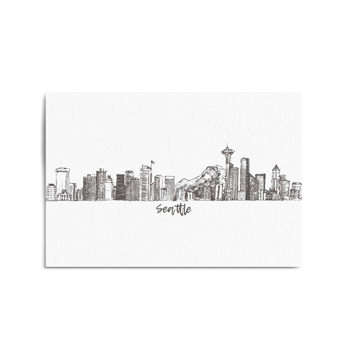 Seattle USA Cityscape Drawing Minimal Wall Art - The Affordable Art Company