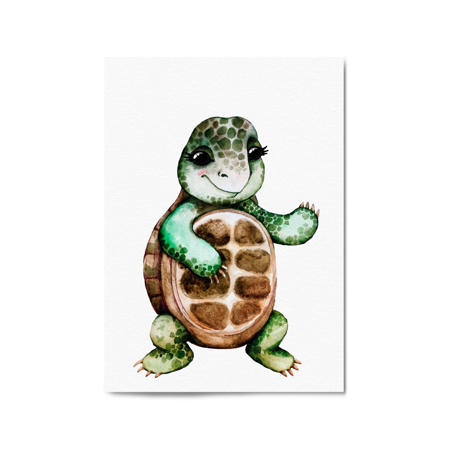 Cartoon Tortoise Cute Nursery Baby Animal Art #1 - The Affordable Art Company