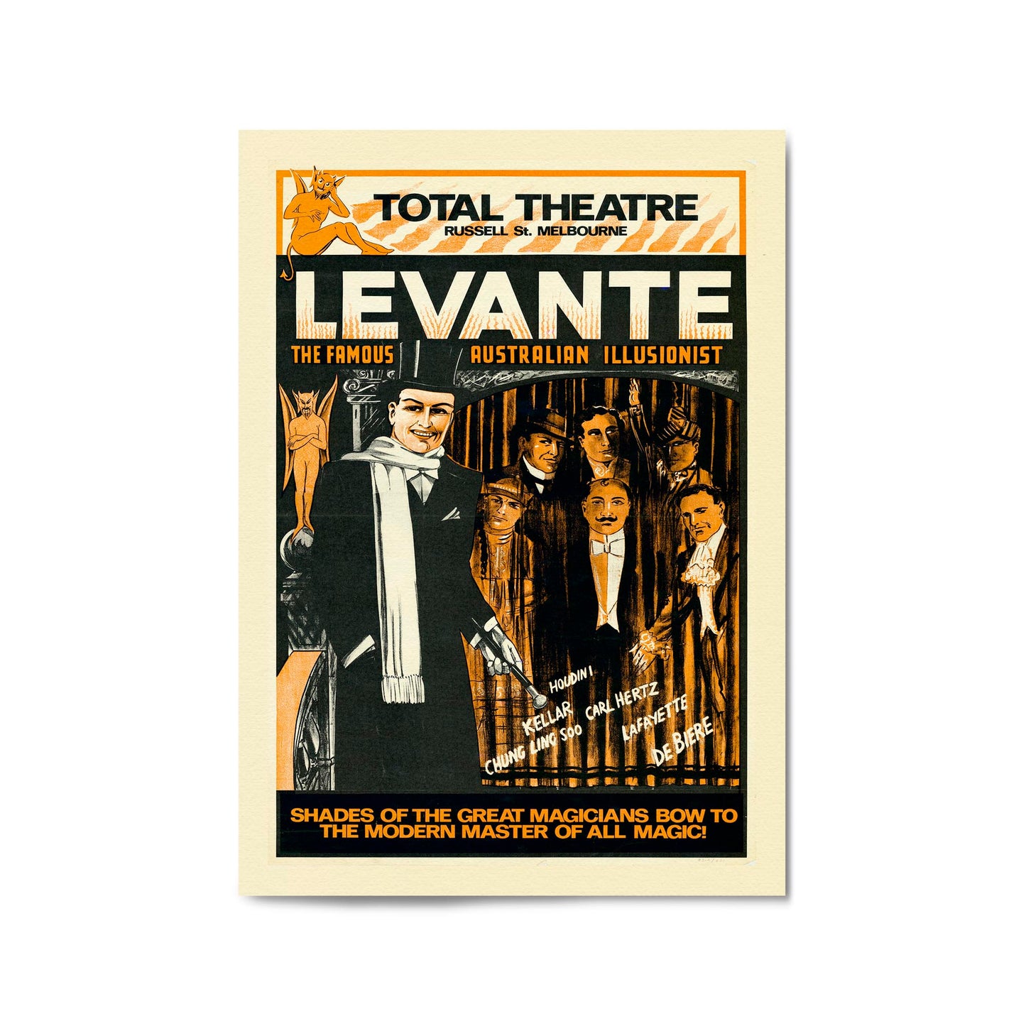 Levante Magician Melbourne Vintage Advert Wall Art - The Affordable Art Company