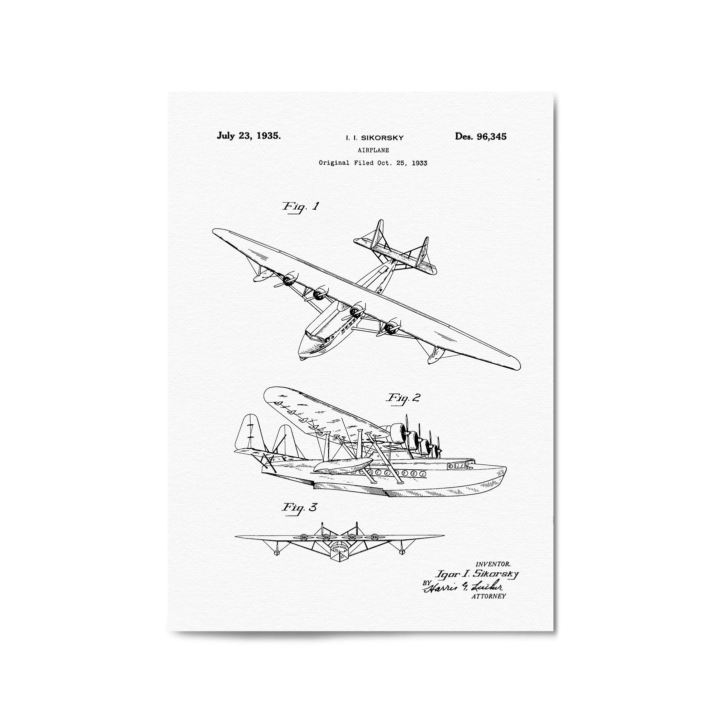 Airplane Patent Vintage Minimal Man Cave Wall Art #11 - The Affordable Art Company