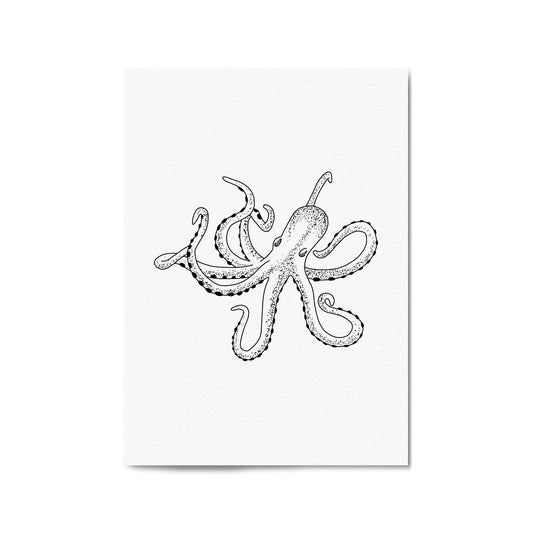 Octopus Drawing Minimal Sealife Wall Art #2 - The Affordable Art Company
