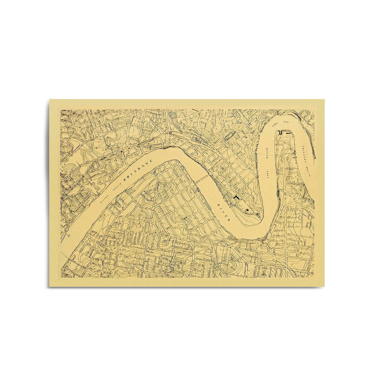 Brisbane Queensland Vintage Map Wall Art - The Affordable Art Company