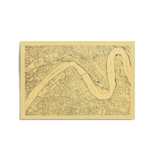 Brisbane Queensland Vintage Map Wall Art - The Affordable Art Company