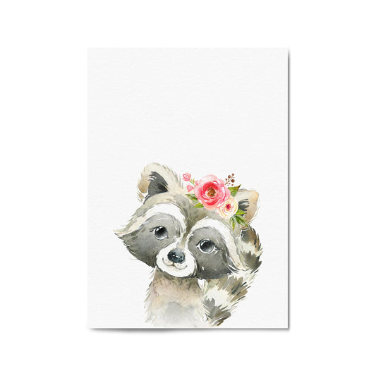 Cute Baby Raccoon Nursery Animal Gift Wall Art - The Affordable Art Company