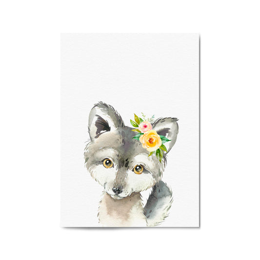 Cute Baby Wolf Nursery Animal Gift Wall Art - The Affordable Art Company