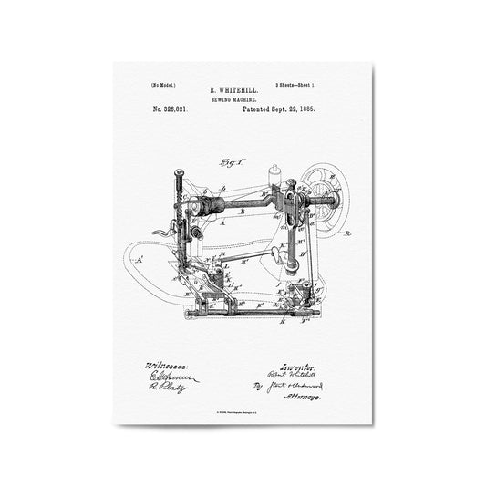 Vintage Sewing Machine Patent Wall Art #2 - The Affordable Art Company