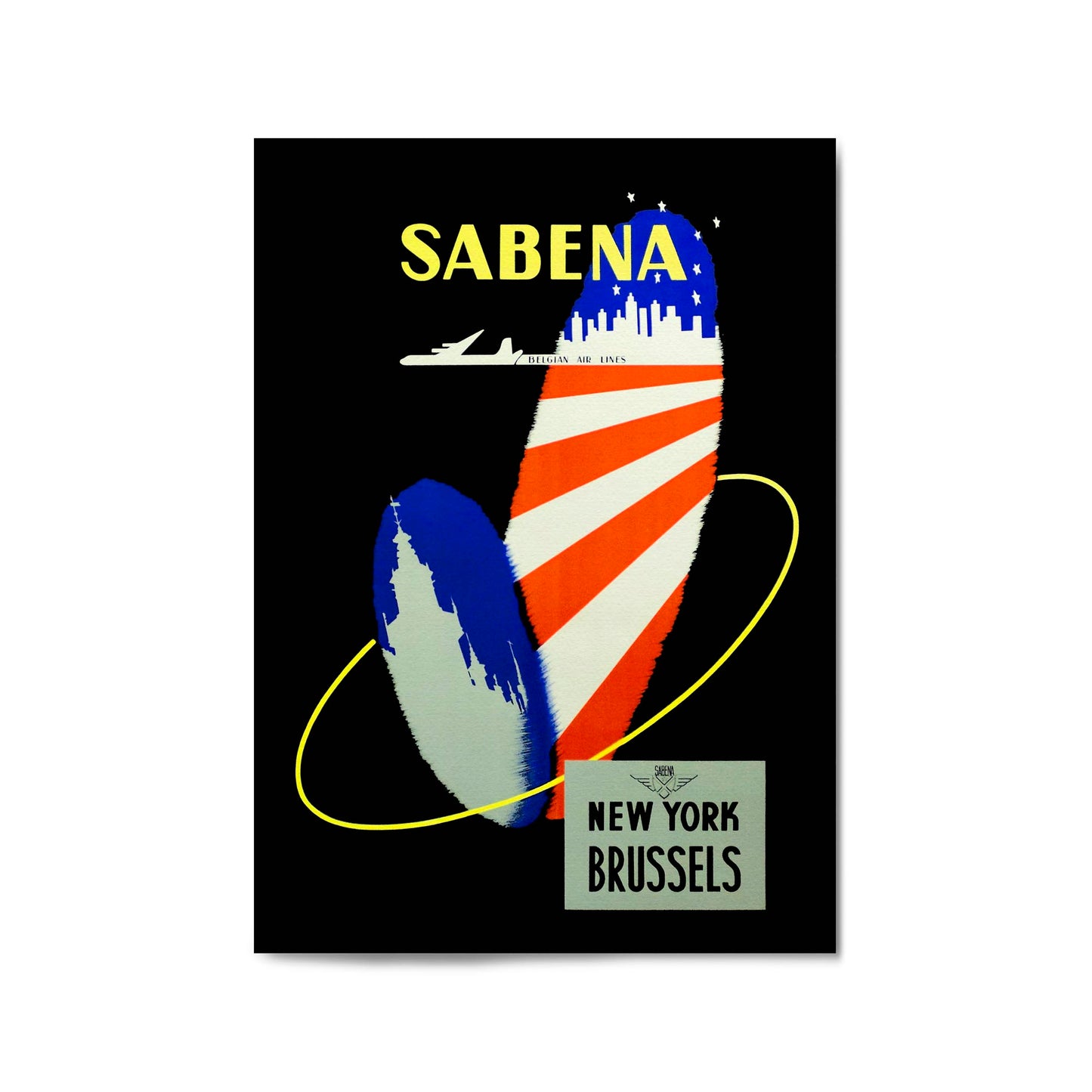 New York by Sabena Airlines Vintage Travel Advert Wall Art - The Affordable Art Company