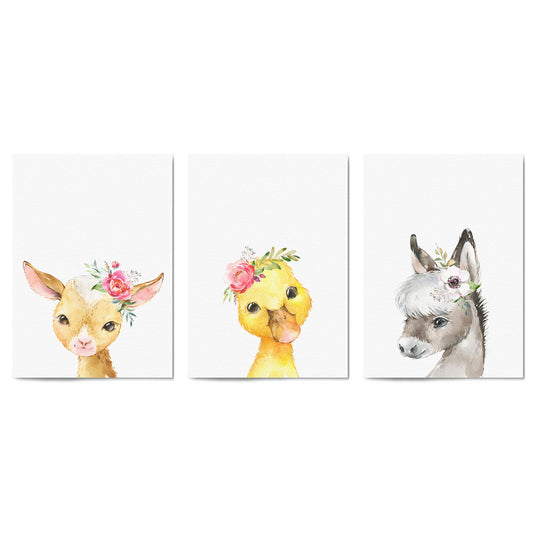 Set of Cute Baby Farm Animals Nursery Wall Art #2 - The Affordable Art Company