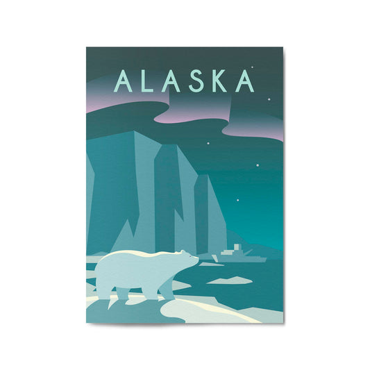 Retro Alaska USA World Travel Vintage Wall Art - The Affordable Art Company