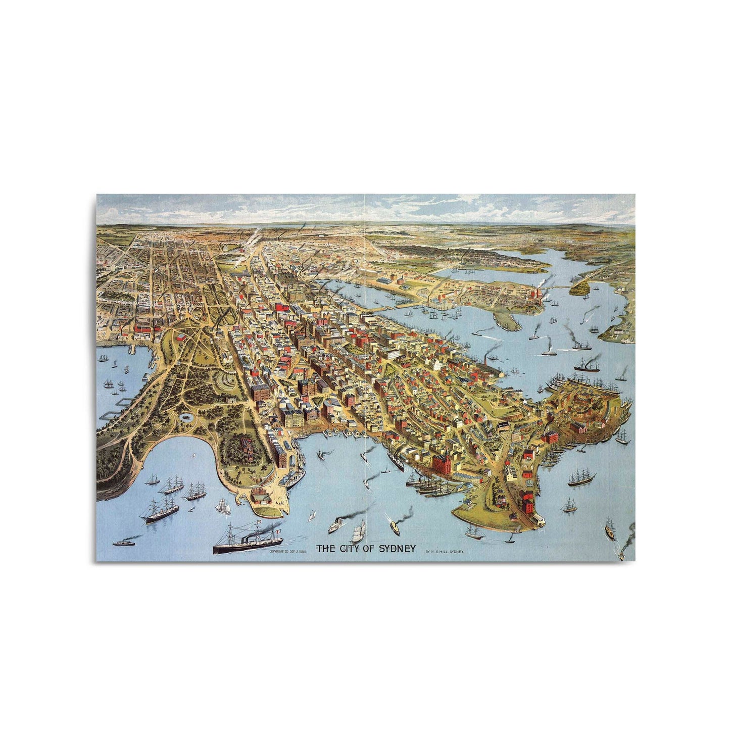 Vintage Sydney Map New South Wales Wall Art - The Affordable Art Company