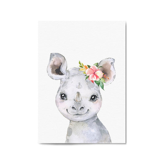 Cute Baby Rhino Nursery Animal Gift Wall Art - The Affordable Art Company