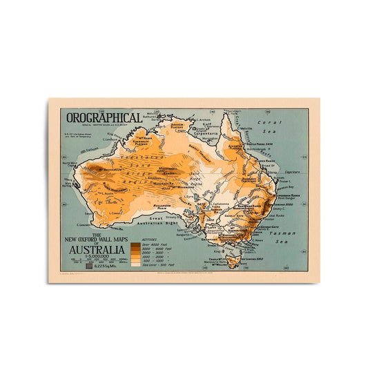 Australian Vintage Map Geographical Wall Art - The Affordable Art Company