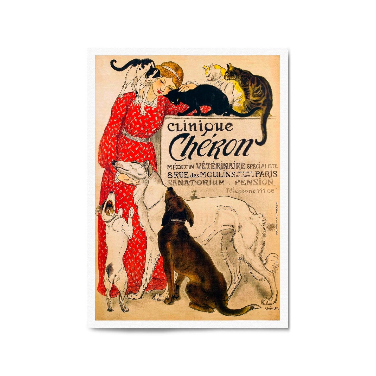 French Cheron Animal Vintage Advert Wall Art - The Affordable Art Company