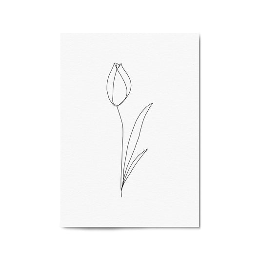 Minimal Tulip Flower Line Drawing Wall Art #1 - The Affordable Art Company