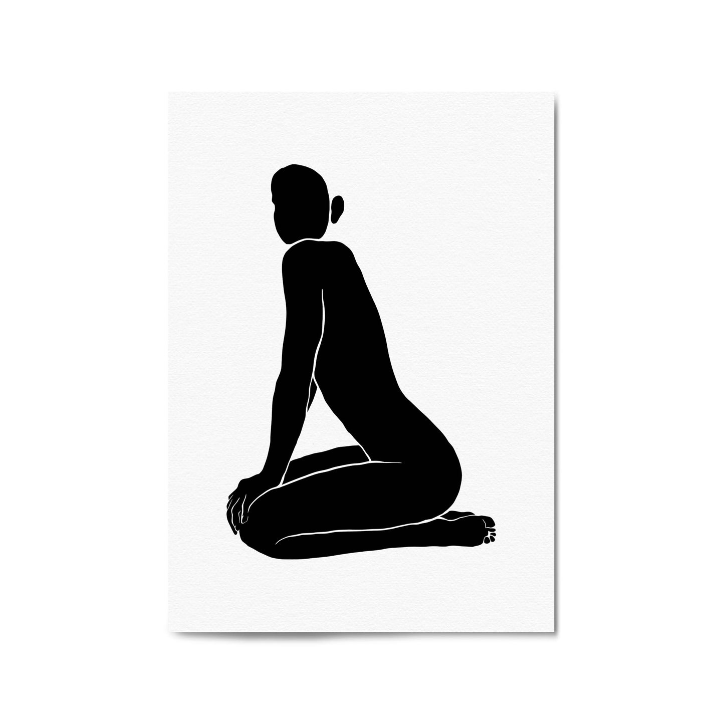 Nude Female Silhouette Retro Minimal Wall Art - The Affordable Art Company