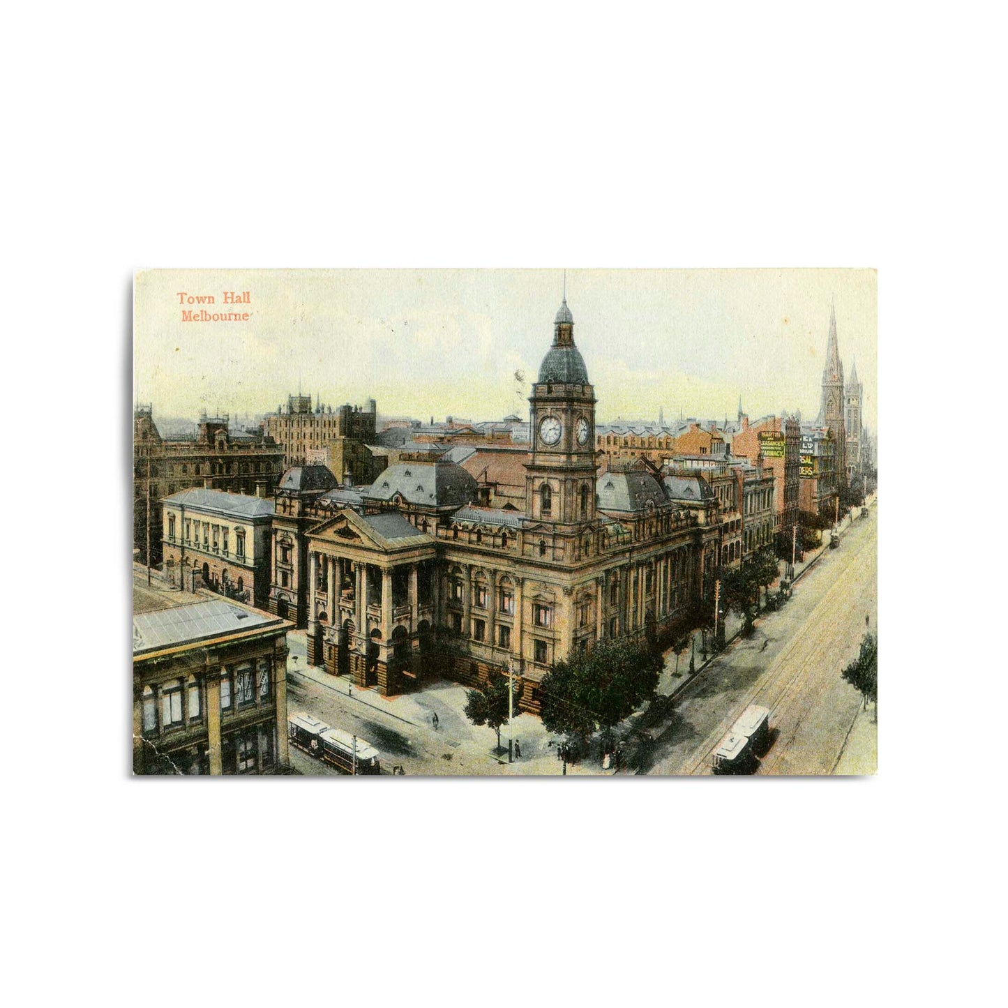 Town Hall, Melbourne Vintage Painting Wall Art #1 - The Affordable Art Company