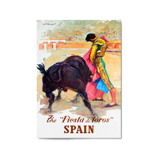 Spanish Fiesta de Toros Vintage Travel Advert Wall Art - The Affordable Art Company